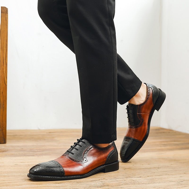 Formele Schoenen Heren Leren Oxford-schoenen Met Puntige Neus - Zwart