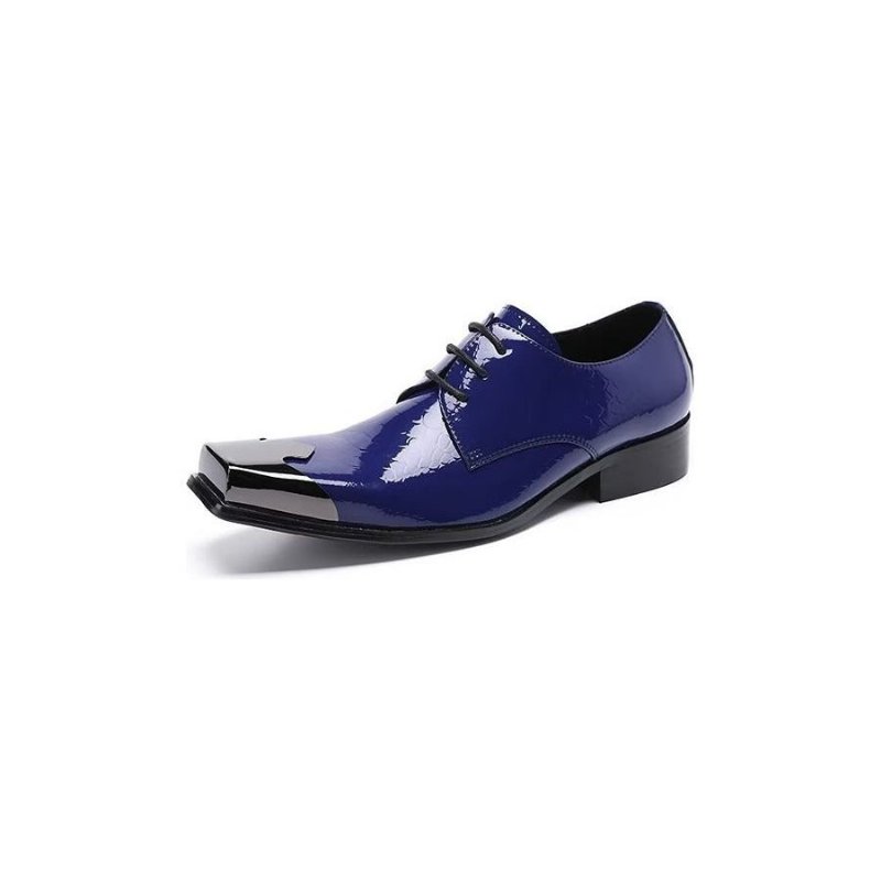 Formele Schoenen Heren Luxe Derby-schoenen Echt Leer Met Krokodillentextuur - Blauw