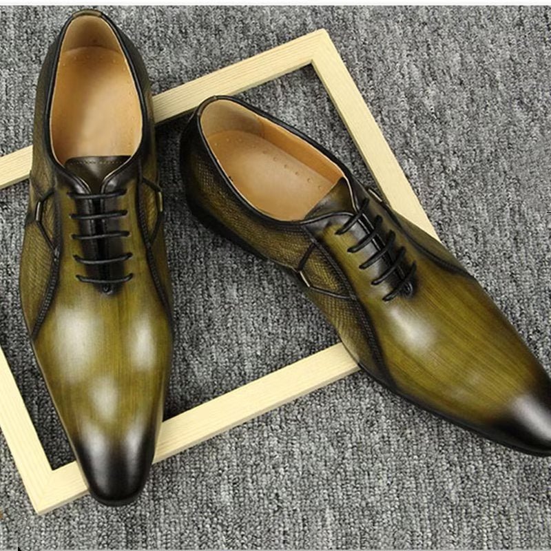 Formele Schoenen Heren Luxe Leer Chic Weelderige Bruidsbrogues - Groente