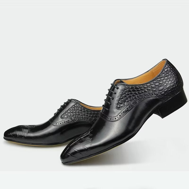 Formele Schoenen Heren Luxe Leren Weelderige Brogue-bruiloft Oxford-schoenen - Zwart