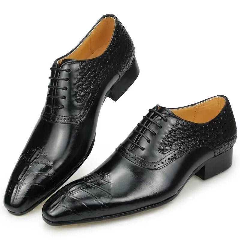 Formele Schoenen Heren Luxe Leren Weelderige Brogue-bruiloft Oxford-schoenen - Zwart