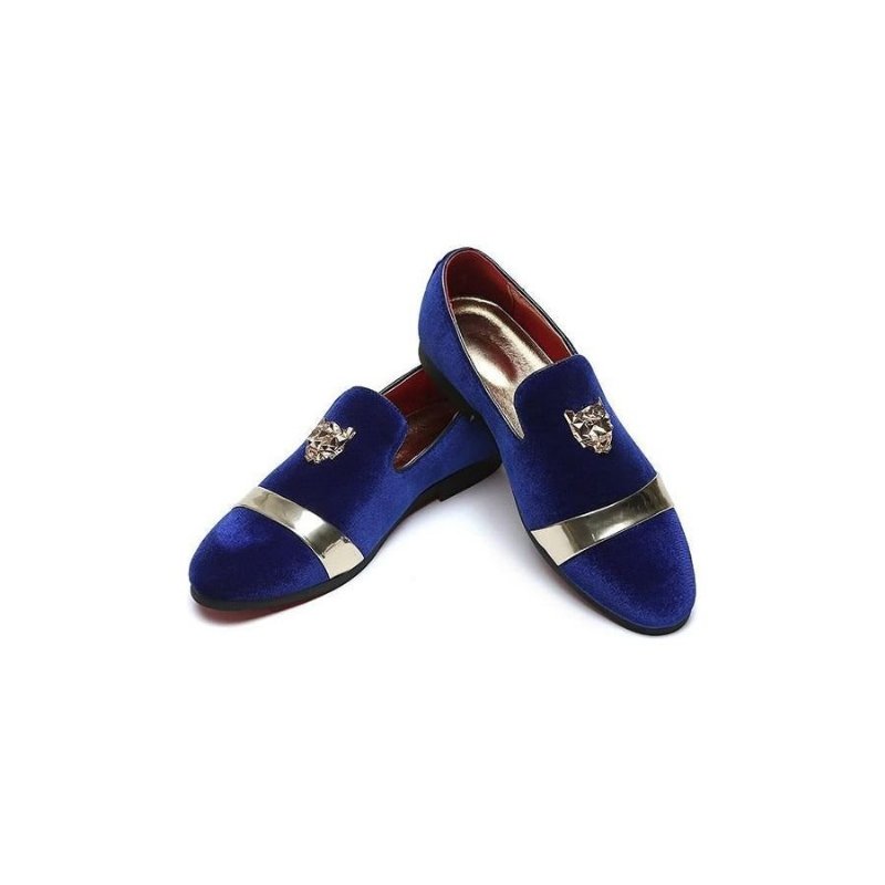 Formele Schoenen Heren Metallic Instappers Met Puntige Neus - Blauw