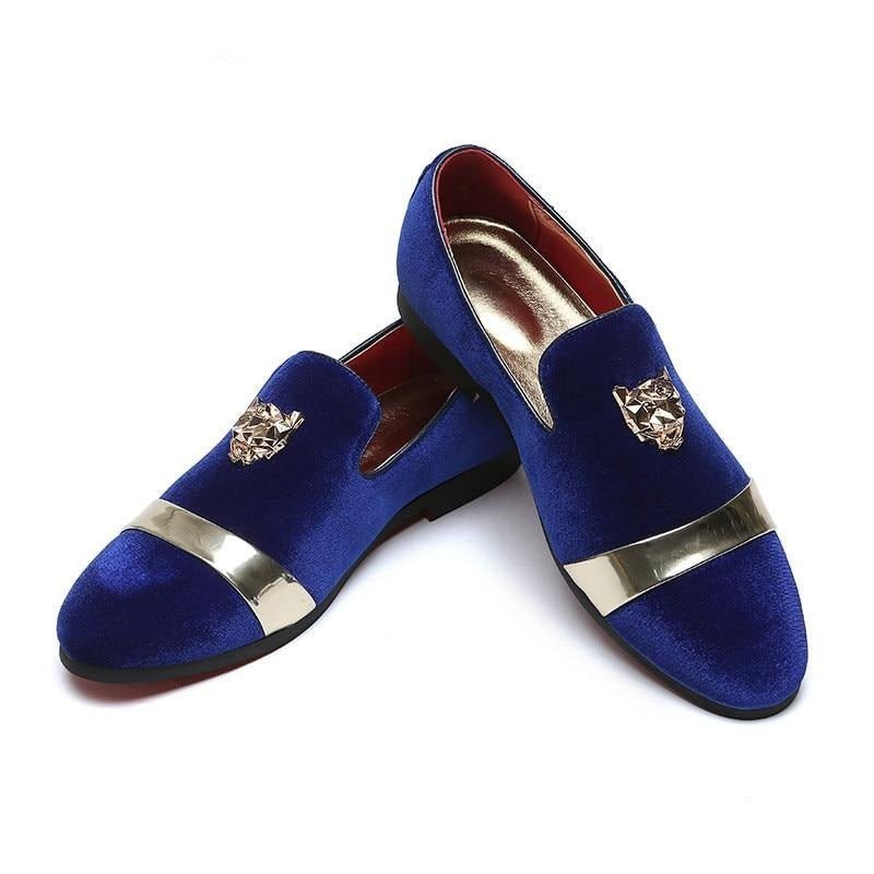 Formele Schoenen Heren Metallic Instappers Met Puntige Neus - Blauw