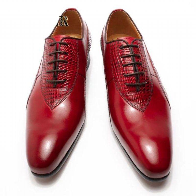 Formele Schoenen Heren Oxford-schoenen Met Veters - Rood