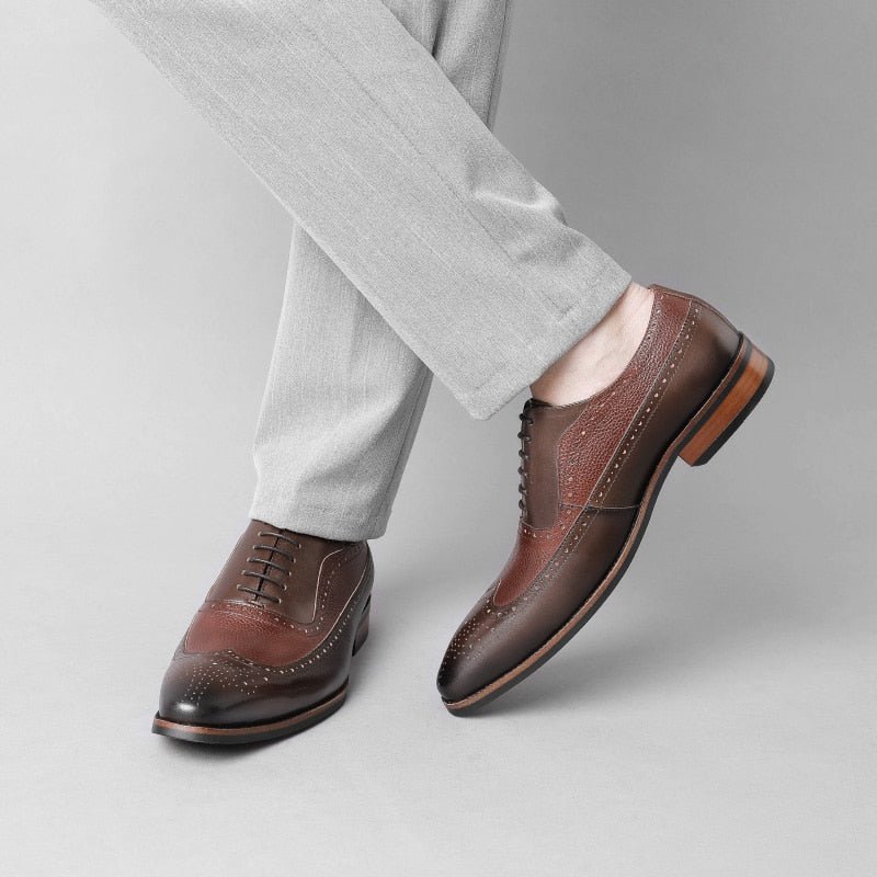 Formele Schoenen Heren Puntige Brogues Met Veters - Koffie