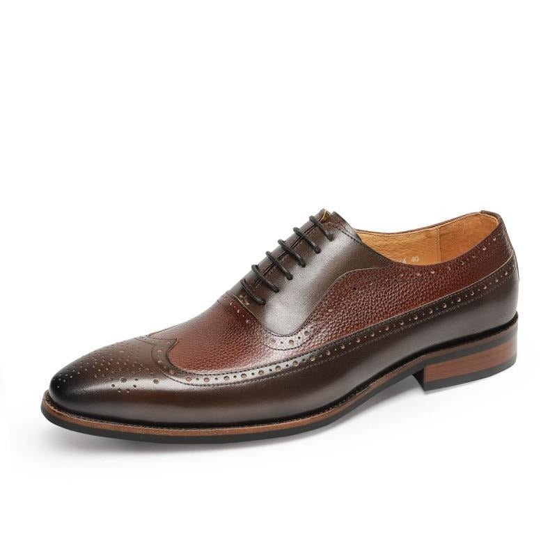 Formele Schoenen Heren Puntige Brogues Met Veters - Koffie