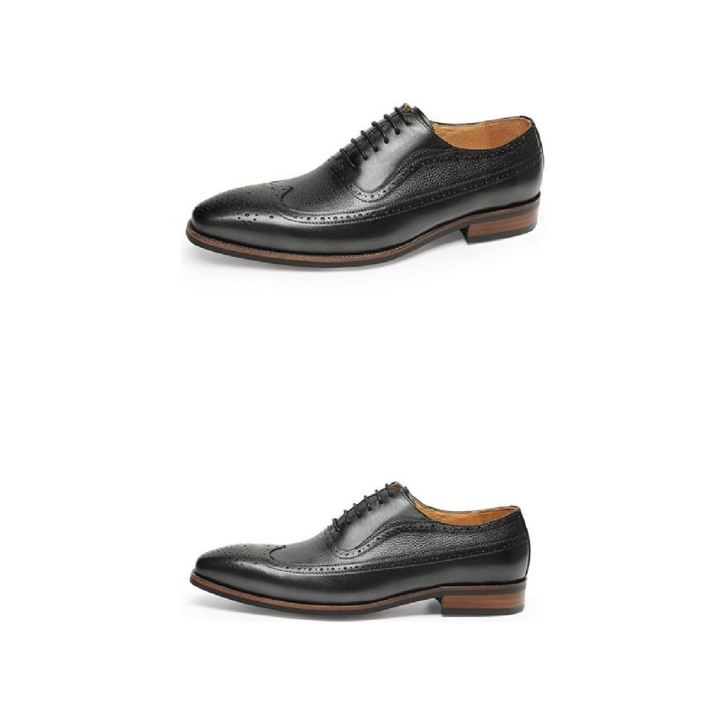 Formele Schoenen Heren Puntige Brogues Met Veters - Zwart