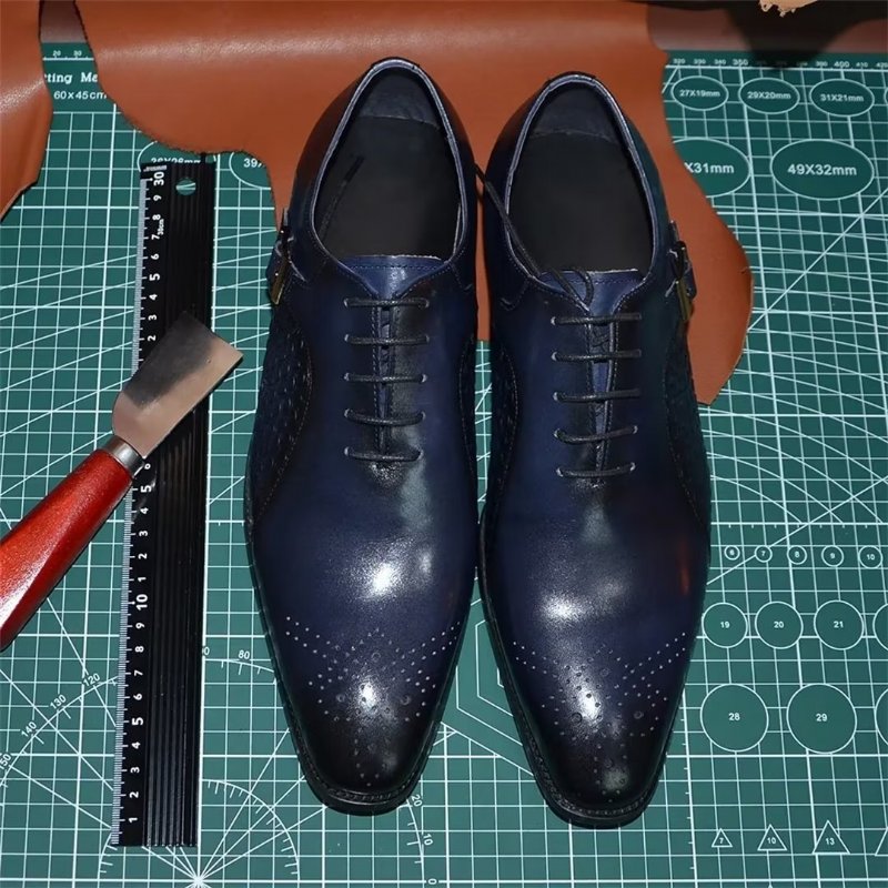 Formele Schoenen Heren Puntige Precisie Lederen Nette - Blauw