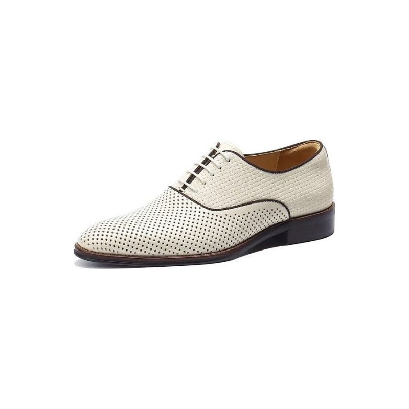 Formele Schoenen Heren Reliëf Elegantie Exotische Oxford-schoenen Met Ronde Neus - Beige