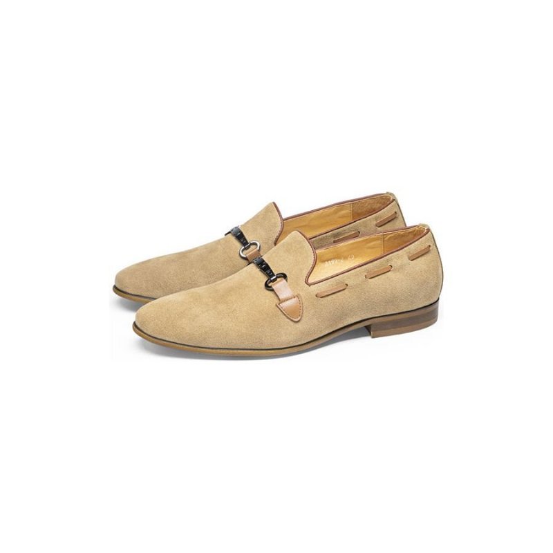 Formele Schoenen Heren Stijlvolle Leren Instappers Zakelijke Loafers - Beige