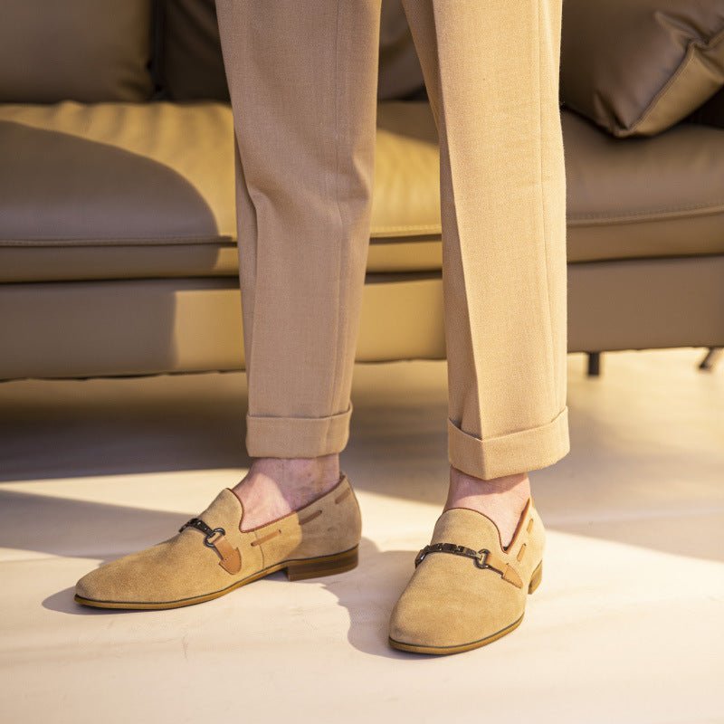 Formele Schoenen Heren Stijlvolle Leren Instappers Zakelijke Loafers - Beige