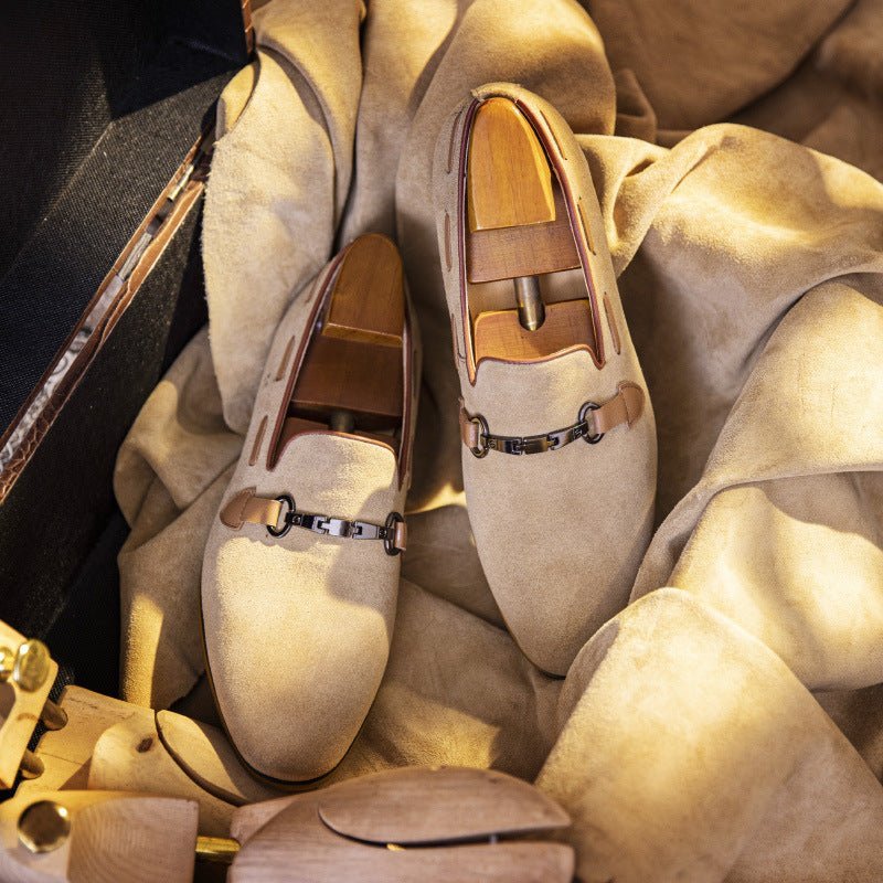 Formele Schoenen Heren Stijlvolle Leren Instappers Zakelijke Loafers - Beige