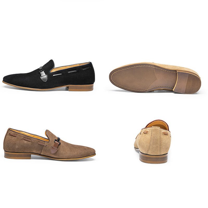 Formele Schoenen Heren Stijlvolle Leren Instappers Zakelijke Loafers - Beige