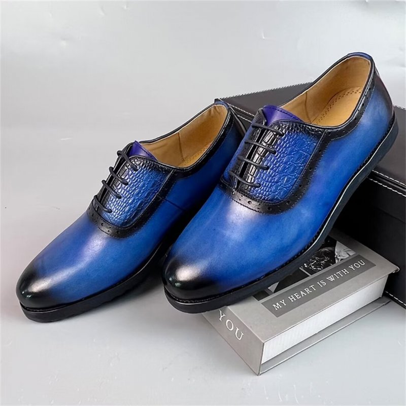 Formele Schoenen Heren Verfijnde Leren Flats - Blauw