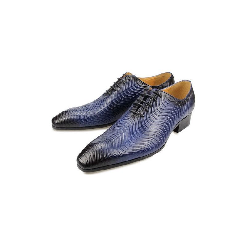 Formele Schoenen Heren Weelderige Oxford-schoenen Met Puntige Neus Exotische Print - Blauw