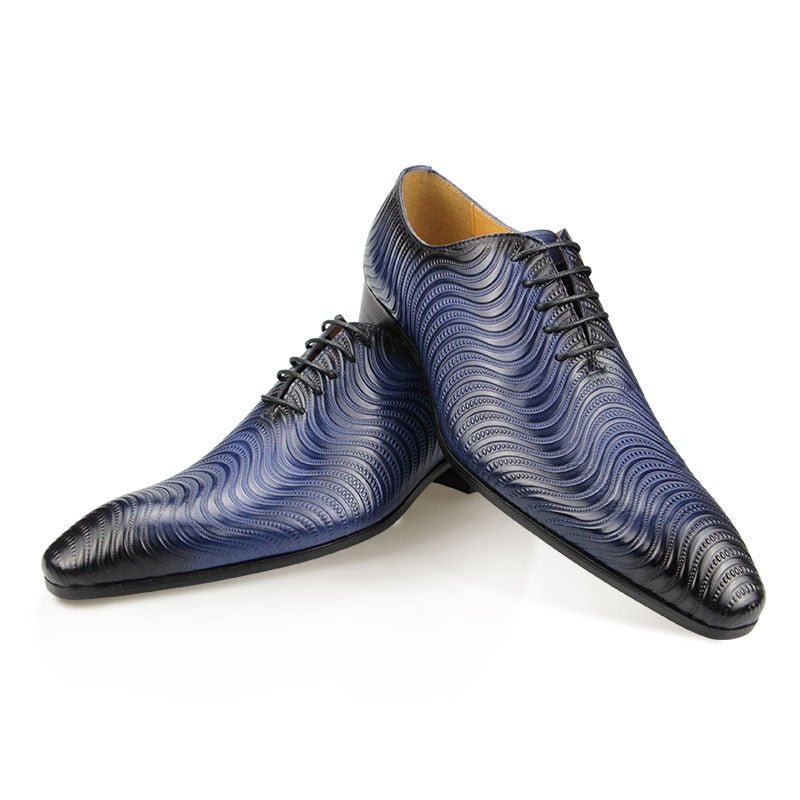 Formele Schoenen Heren Weelderige Oxford-schoenen Met Puntige Neus Exotische Print - Blauw