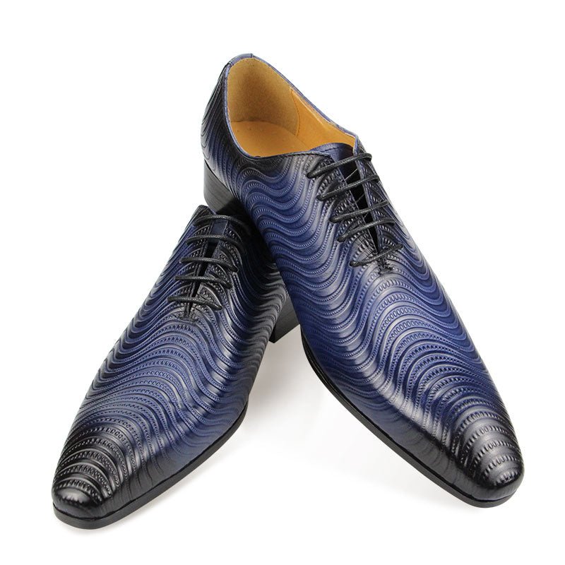 Formele Schoenen Heren Weelderige Oxford-schoenen Met Puntige Neus Exotische Print - Blauw