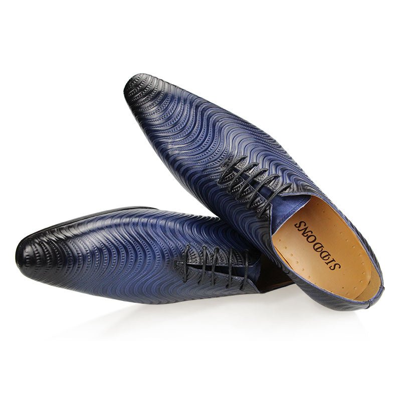 Formele Schoenen Heren Weelderige Oxford-schoenen Met Puntige Neus Exotische Print - Blauw