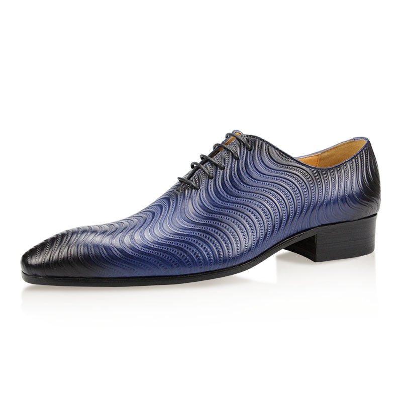 Formele Schoenen Heren Weelderige Oxford-schoenen Met Puntige Neus Exotische Print - Blauw