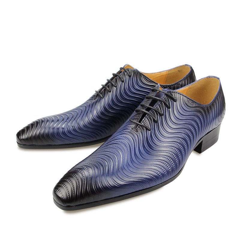 Formele Schoenen Heren Weelderige Oxford-schoenen Met Puntige Neus Exotische Print - Blauw