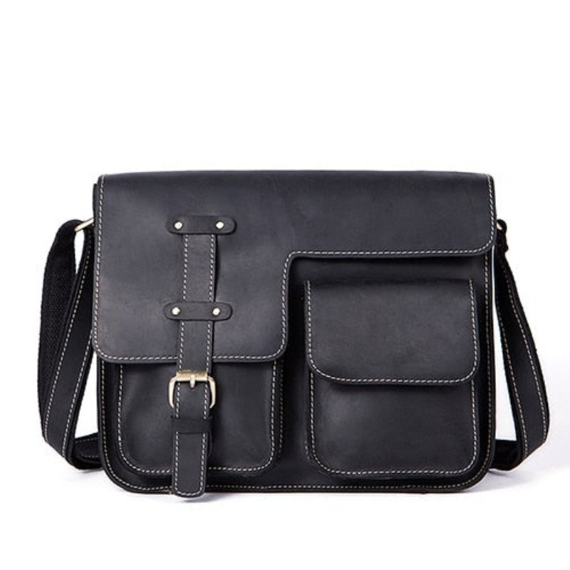 Herenaktentassen Luxe Exotisch Leer Vintage Flap Crossbody-aktentas - Zwart