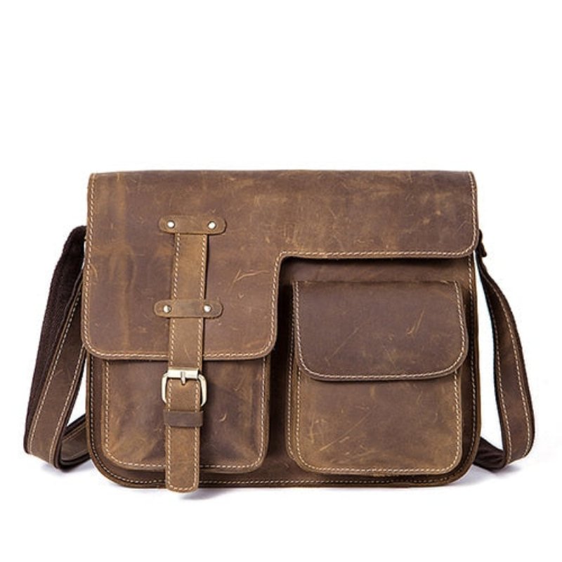 Herenaktentassen Luxe Exotisch Leer Vintage Flap Crossbody-aktentas - Koffie