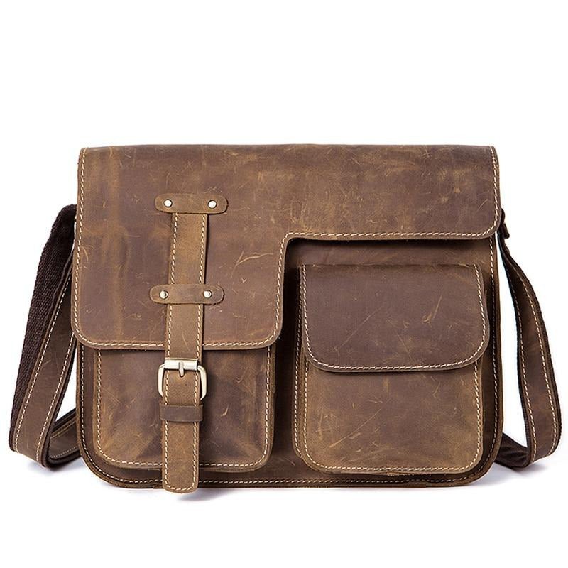 Herenaktentassen Luxe Exotisch Leer Vintage Flap Crossbody-aktentas - Koffie