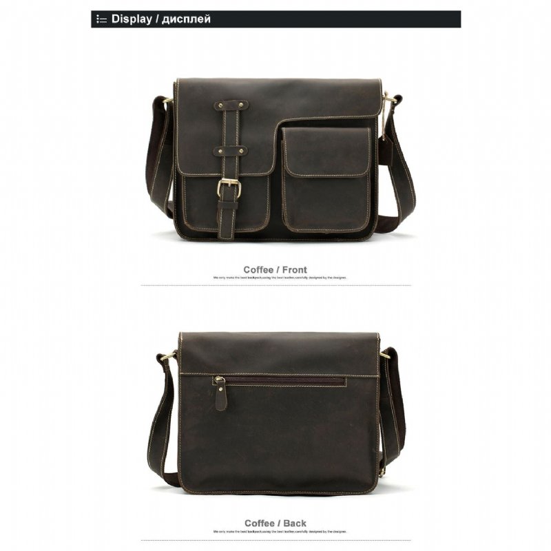 Herenaktentassen Luxe Exotisch Leer Vintage Flap Crossbody-aktentas - Donkere Koffie