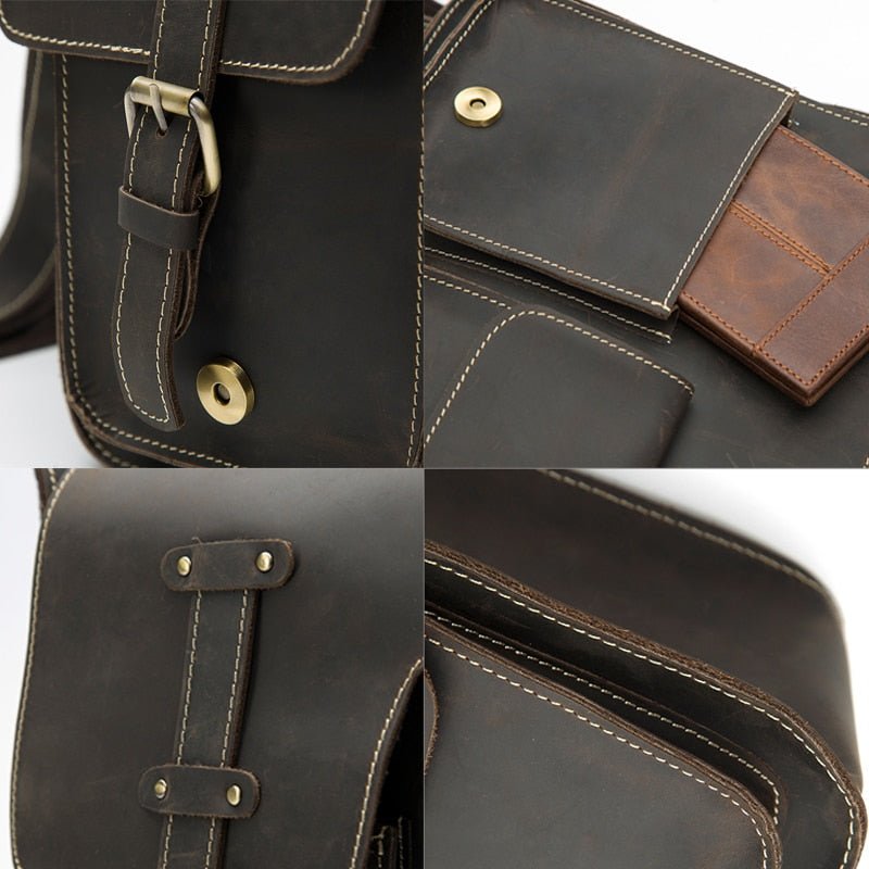 Herenaktentassen Luxe Exotisch Leer Vintage Flap Crossbody-aktentas - Donkere Koffie