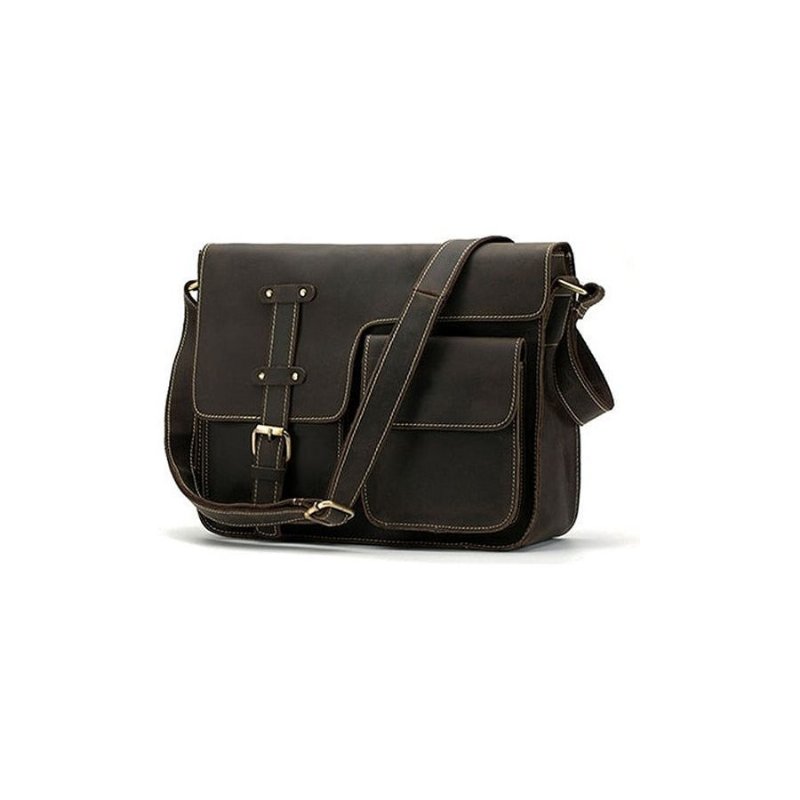 Herenaktentassen Luxe Exotisch Leer Vintage Flap Crossbody-aktentas - Donkere Koffie