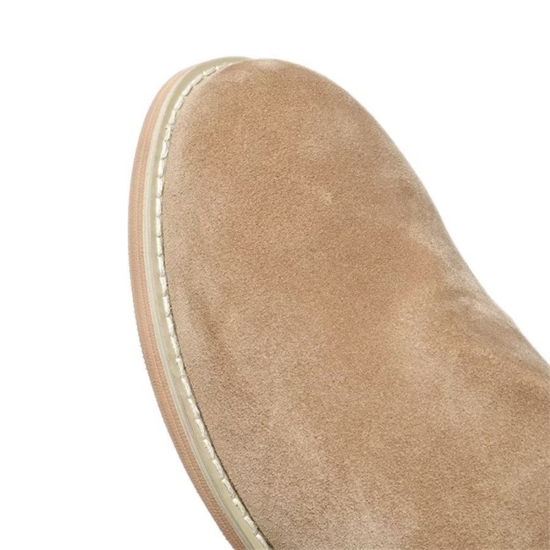 Herenlaarzen Elegante Koeienhuid Slip-on Enkellaarsjes - Khaki