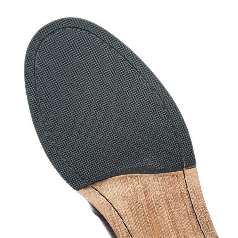 Herenlaarzen Elegante Koeienhuid Slip-on Enkellaarsjes Met Hak - Koffie