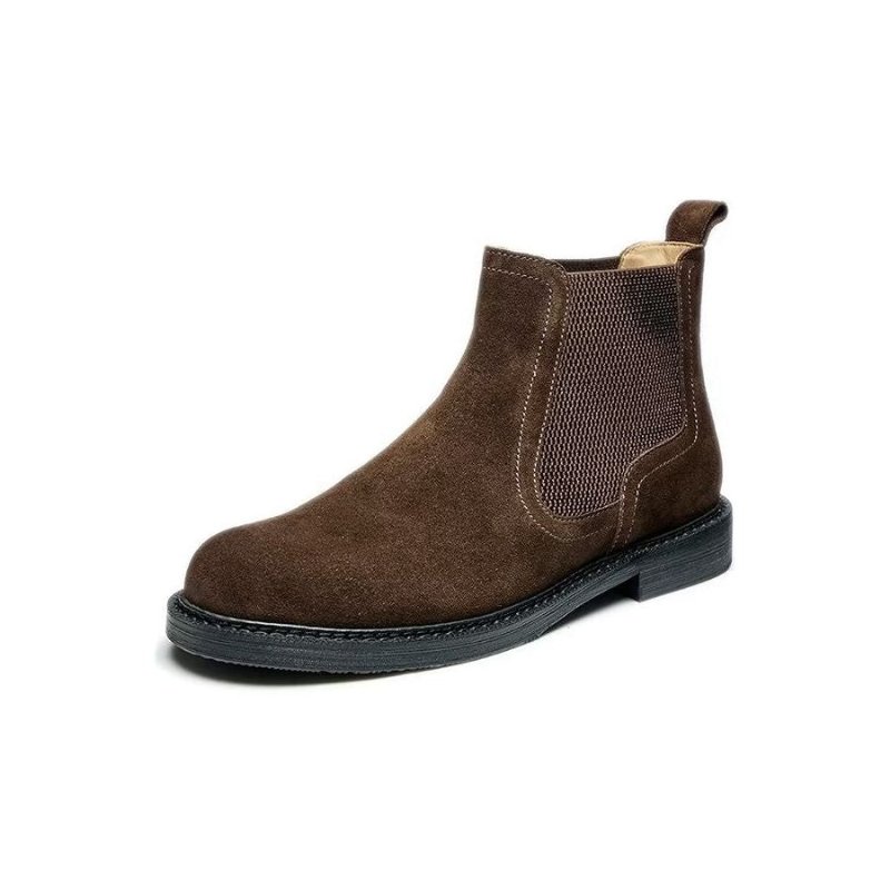 Herenlaarzen Elegante Koeienhuid Slip-on Gewatteerde Enkellaarsjes