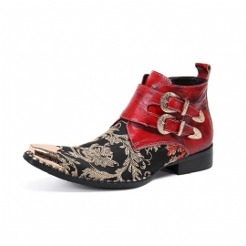 Herenlaarzen Exotische Metalen Neus Western Party Lederen Loafers