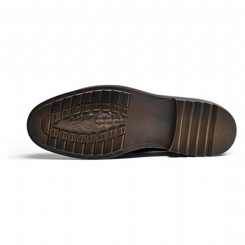 Herenlaarzen Luxe Croctex Casual Platte Enkellaarzen - Koffie