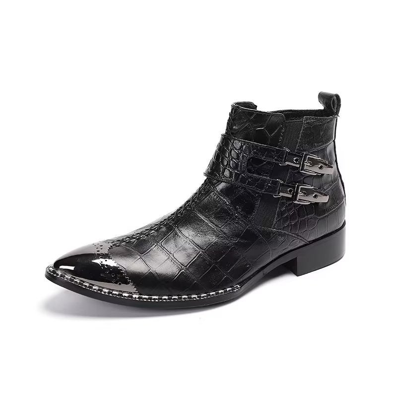 Herenlaarzen Luxe Krokodillenleer Statement Dress Boots - Zwart