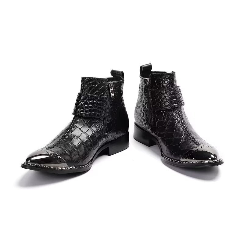 Herenlaarzen Luxe Krokodillenleer Statement Dress Boots - Zwart