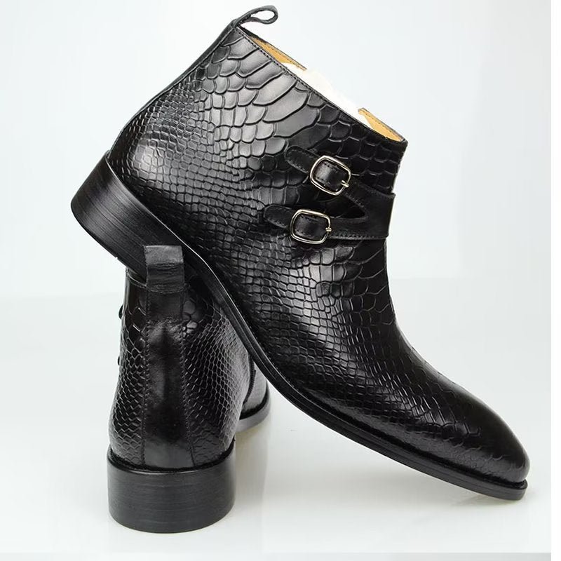 Herenlaarzen Luxe Serpent Rits Enkel Business Dress Schoenen - Zwart