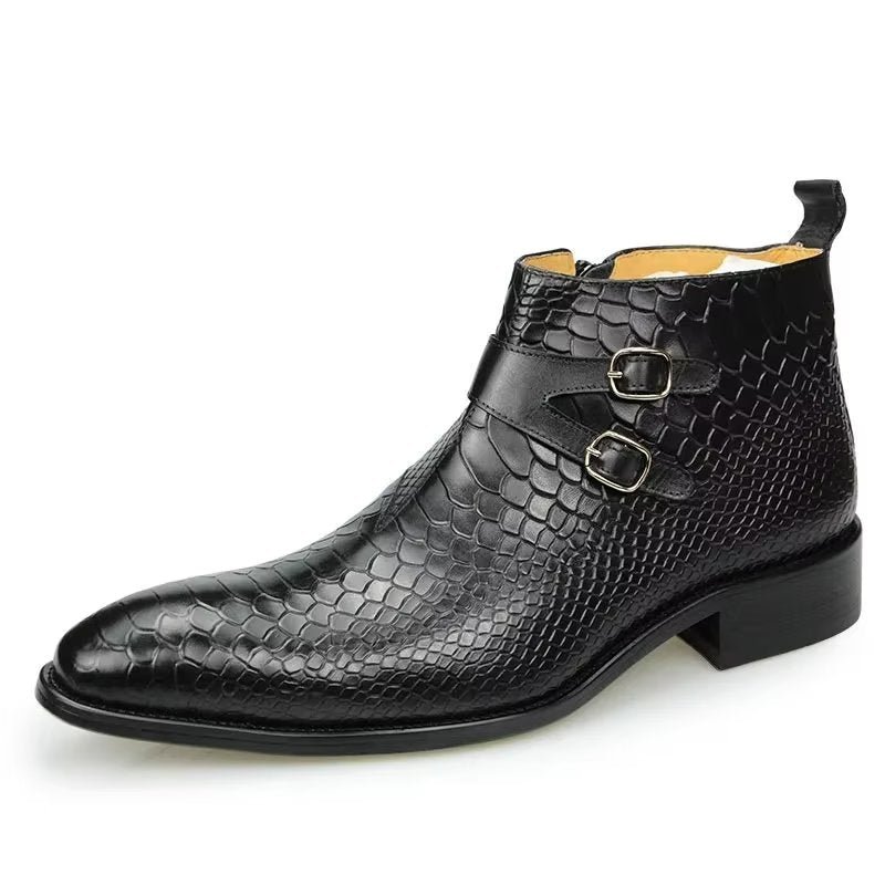 Herenlaarzen Luxe Serpent Rits Enkel Business Dress Schoenen - Zwart