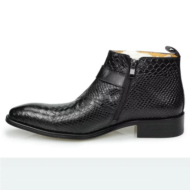 Herenlaarzen Luxe Serpent Rits Enkel Business Dress Schoenen - Zwart