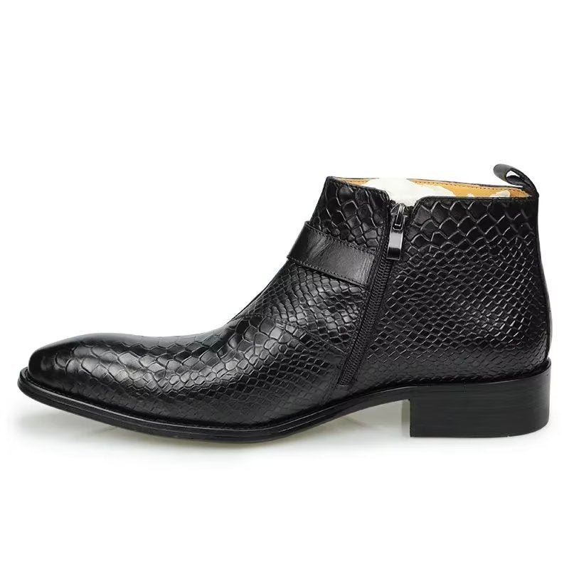 Herenlaarzen Luxe Serpent Rits Enkel Business Dress Schoenen - Zwart