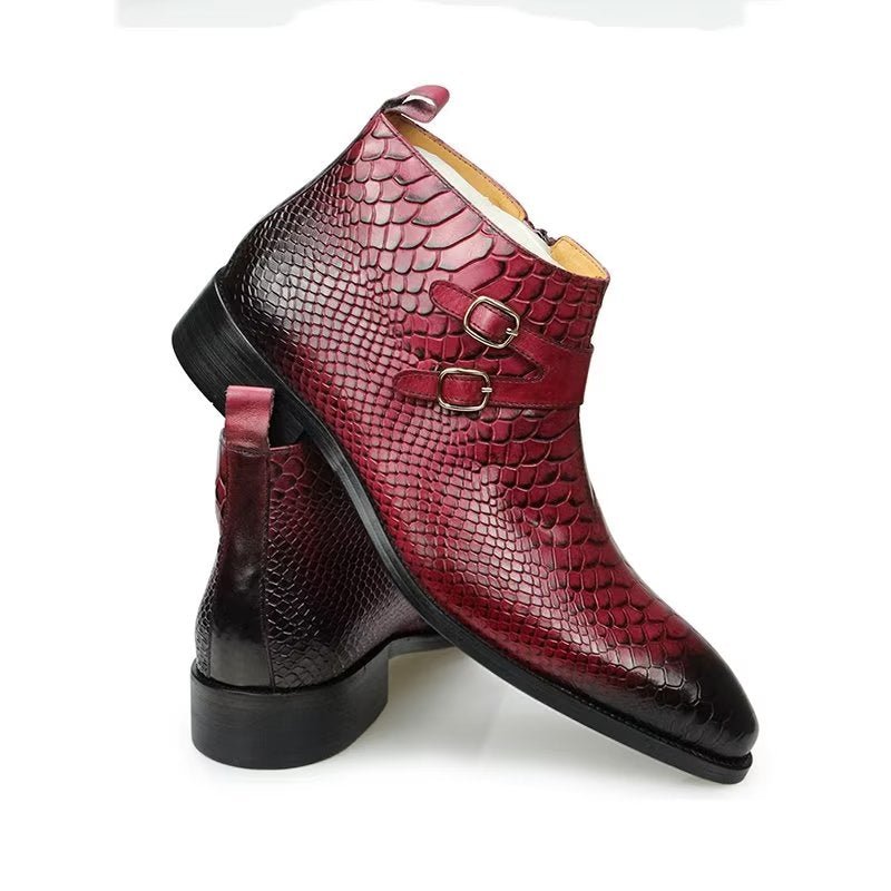 Herenlaarzen Luxe Serpent Rits Enkel Business Dress Schoenen - Rood