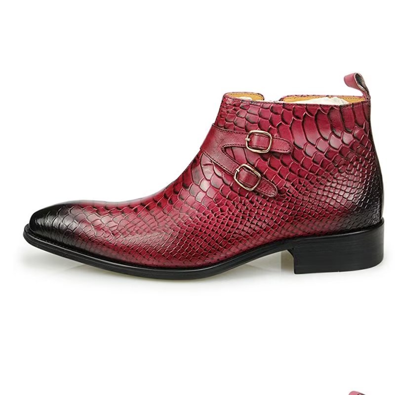 Herenlaarzen Luxe Serpent Rits Enkel Business Dress Schoenen - Rood