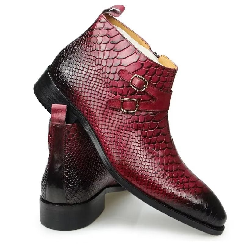 Herenlaarzen Luxe Serpent Rits Enkel Business Dress Schoenen - Rood