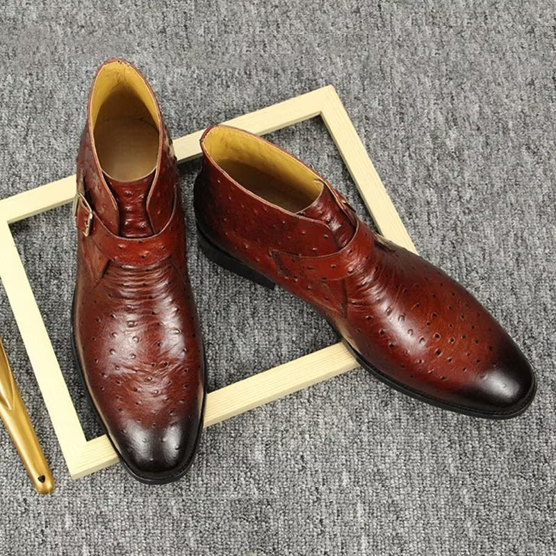 Herenlaarzen Rits Enkel Business Dress Schoenen - Rood