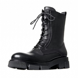 Herenlaarzen Schapenvacht Chique Vintage Martin Boots Met Korte Rits Studs