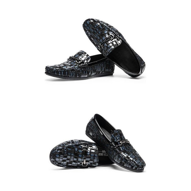 Herenloafers Ademende Instaploafers Stijlvolle Alligatortextuur - Blauw