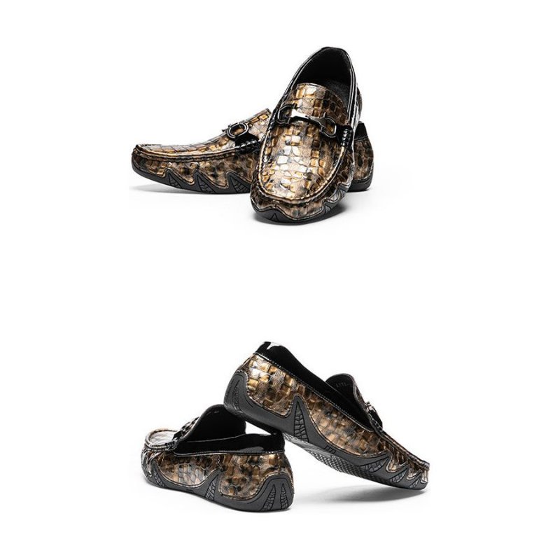 Herenloafers Alligator Instaploafers - Goud