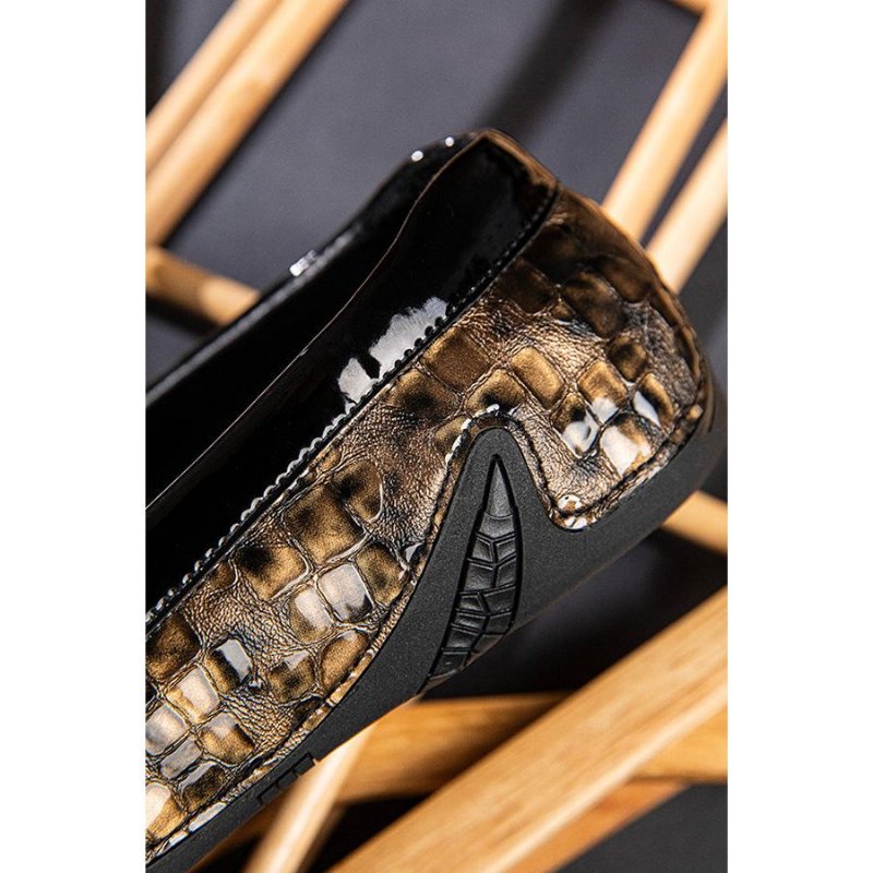 Herenloafers Alligator Instaploafers - Goud