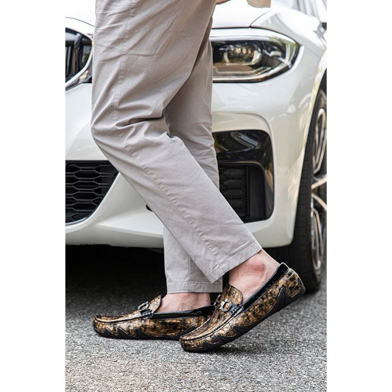 Herenloafers Alligator Instaploafers - Goud